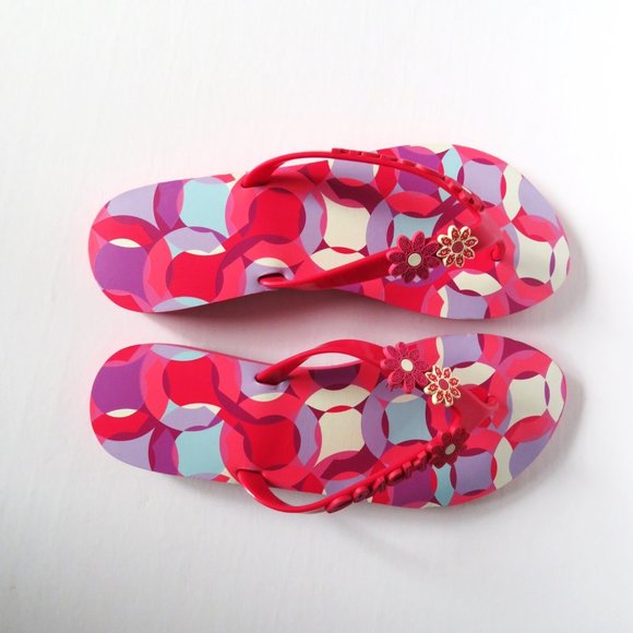 NWOT COACH KERRIE PINK FLORAL FLIP FLOP SANDALS 8 - Picture 3 of 8